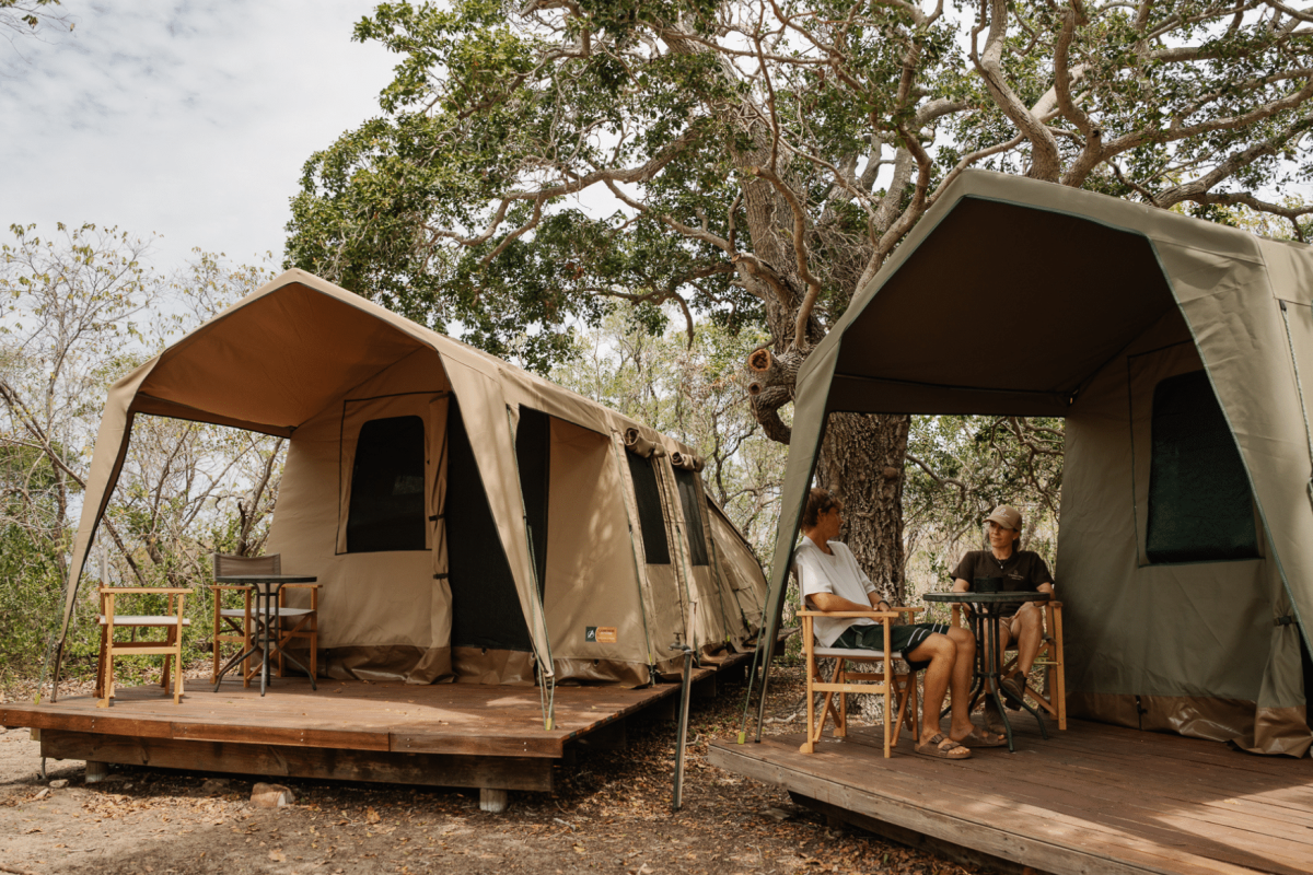 A tent for campers to enjoy staying in the secluded wilderness of the Kimberley at our Diver's Creek campsite.